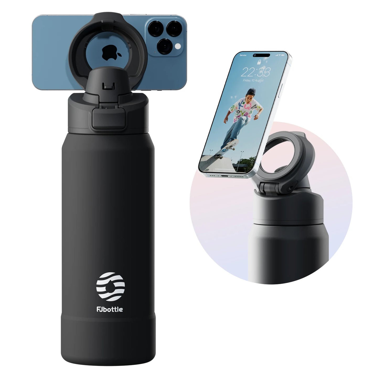 Gourde Isotherme avec Support de Téléphone - 1L | Idéale pour l’Été, le Sport et le Bureau