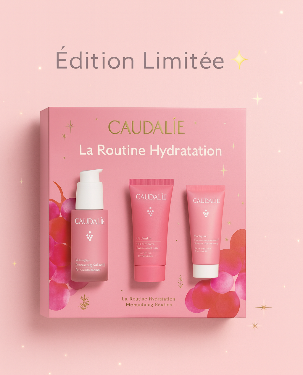 Caudalie VinoHydra – Coffret Hydratation Complète (Édition Limitée)
Sérum Hyaluronique + Gelée Nettoyante + Masque-Crème
