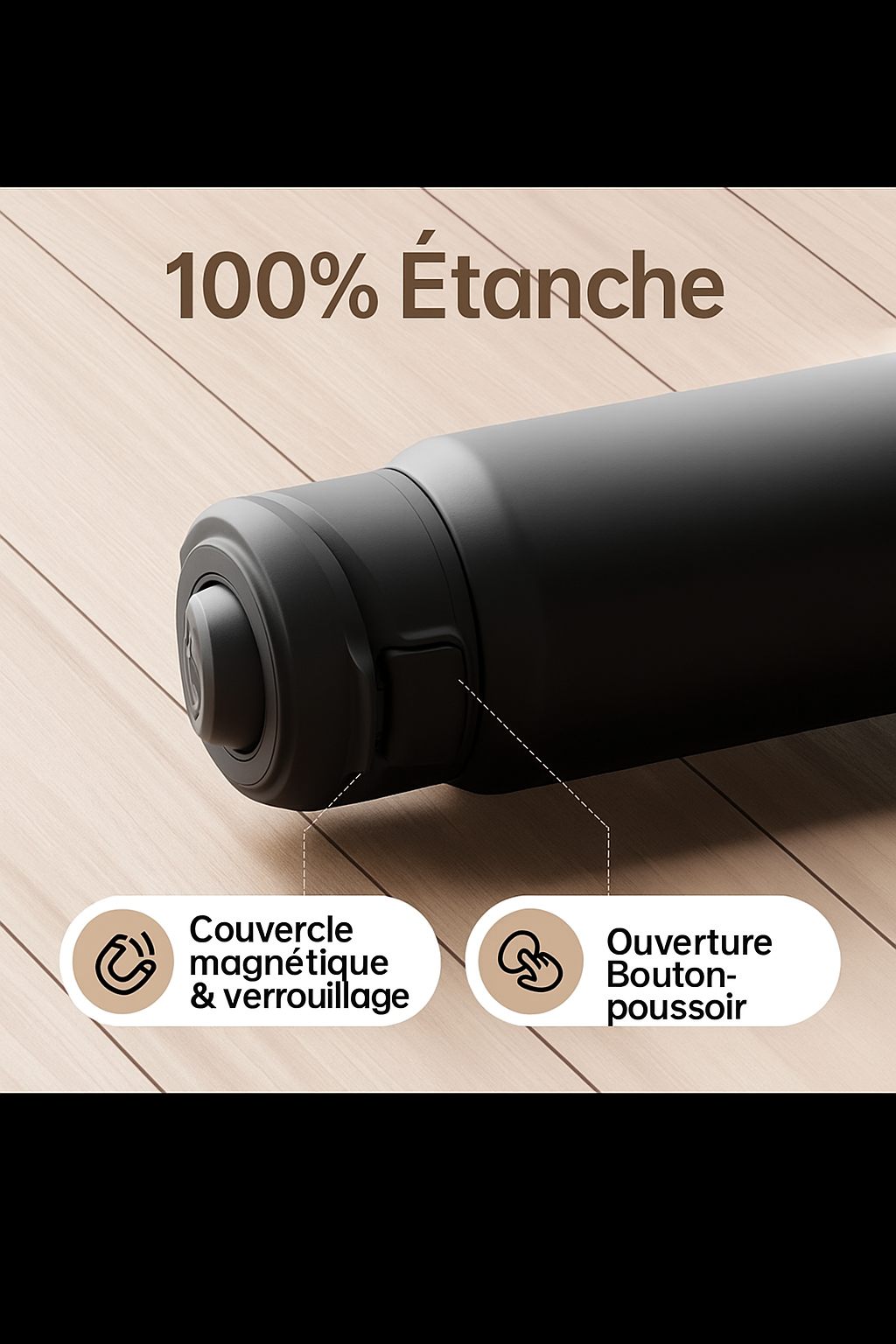Gourde Isotherme avec Support de Téléphone - 1L | Idéale pour l’Été, le Sport et le Bureau
