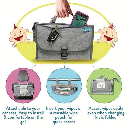 Nappy Change Nomad: Portable Changing Mat with Wipes Pocket & Waterproof Pouch