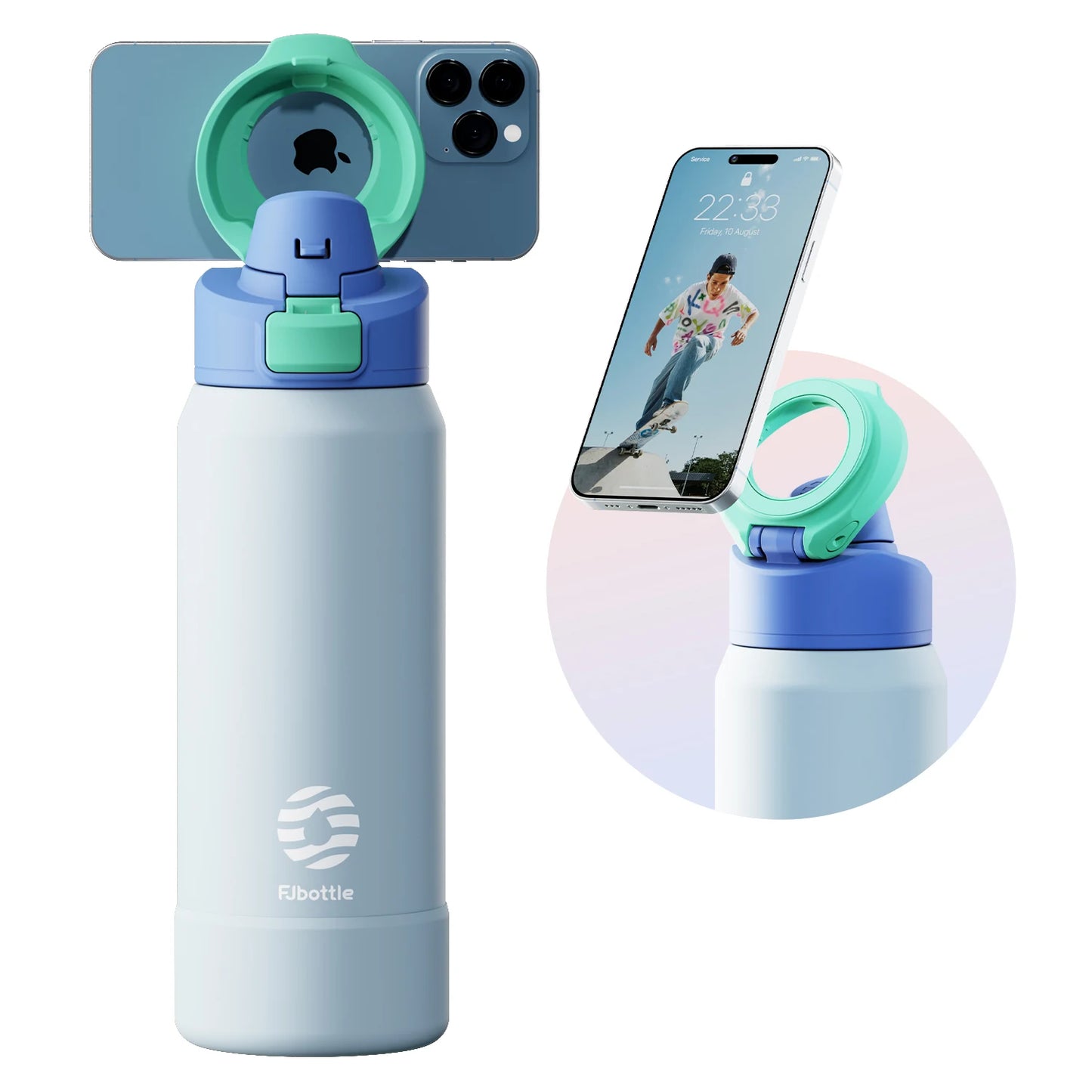 Gourde Isotherme avec Support de Téléphone - 1L | Idéale pour l’Été, le Sport et le Bureau