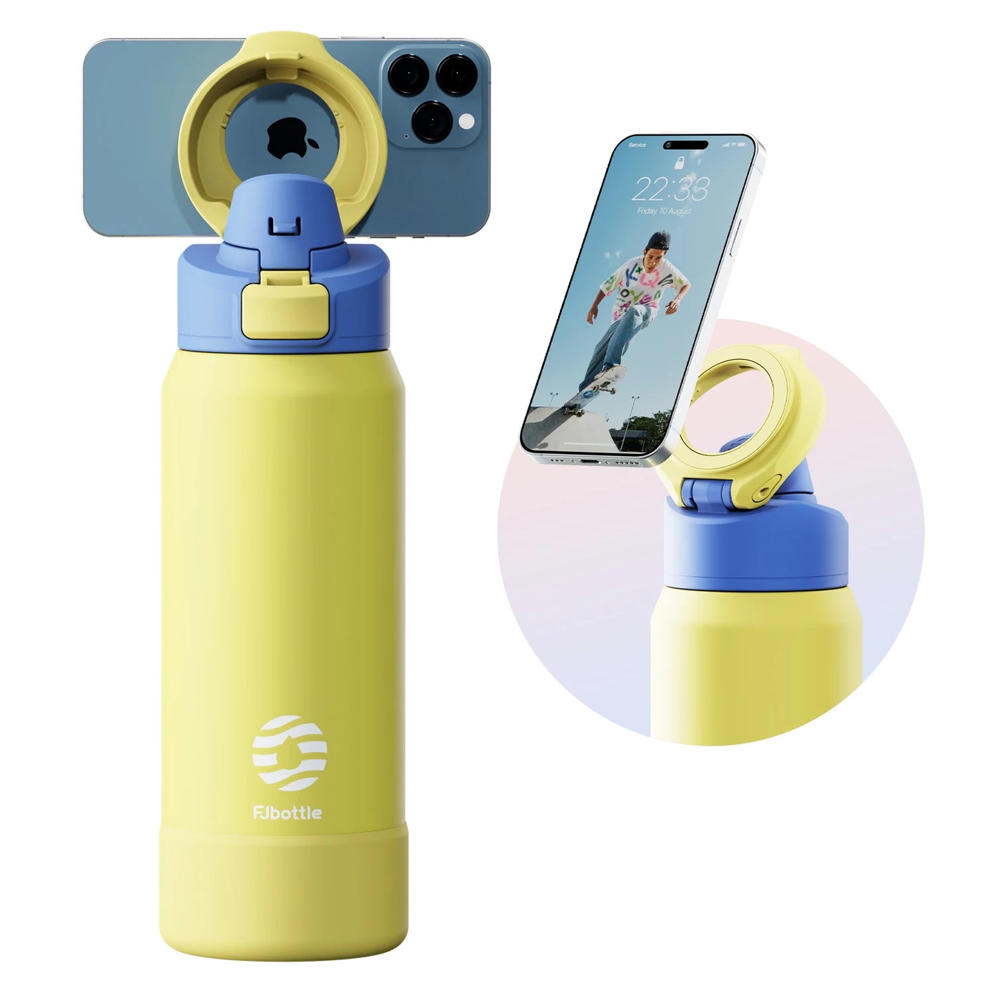 Gourde Isotherme avec Support de Téléphone - 1L | Idéale pour l’Été, le Sport et le Bureau